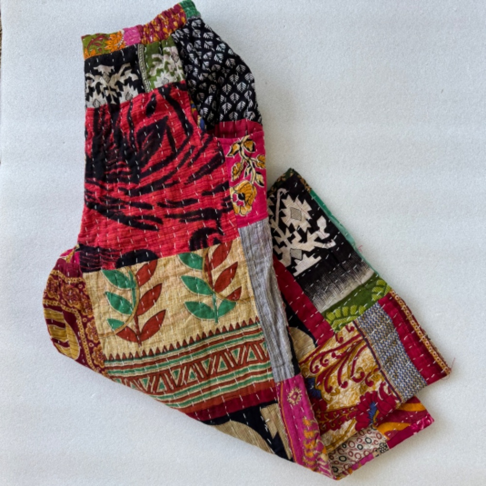 Kantha Patchwork Cropped Flare Pant